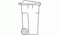 Curbside trash bin CAD block for residential waste collection
